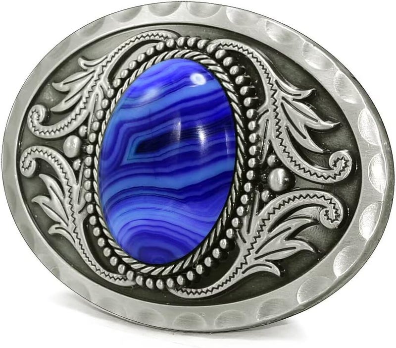 GURANSE Natural Gems Tiger Eyes Stone Belt Buckle With Acanthus Western Cowboy Style More Colors - Image 4